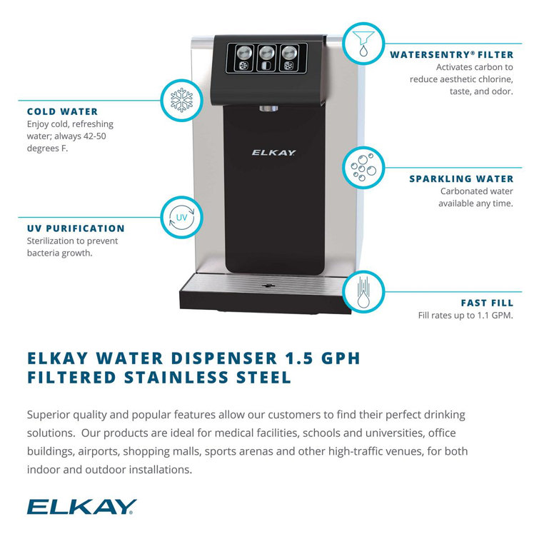 Elkay Stainless Steel Countertop Top Loading Electric Filtered Water Cooler Wayfair